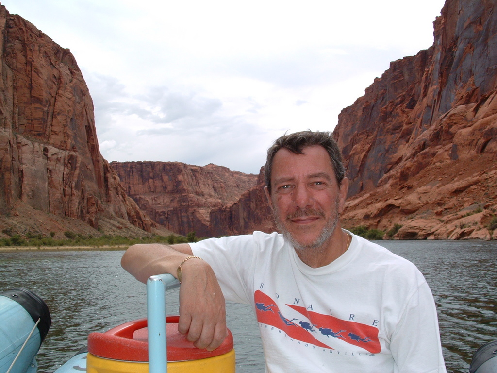 dad, on a boat, somewhere in the southwest